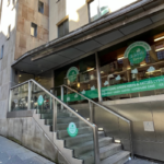 Stairs leading up to the Storytelling Centre on the Royal Mile, Edinburgh