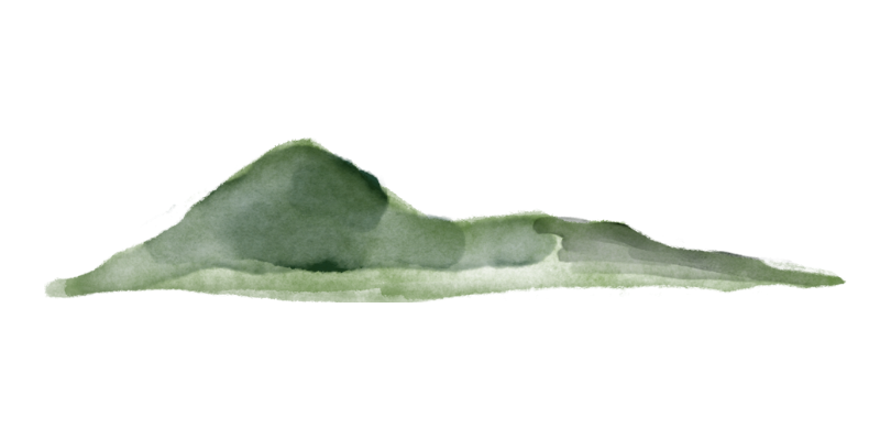 Watercolour of a green hill