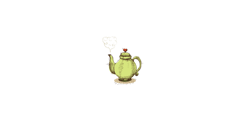 Small illustration of a teapot with steam