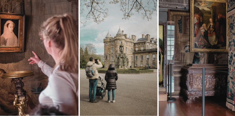Three images showing attractions at Holyroodhouse palace